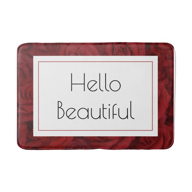 "Hello Beautiful" Rote Rose Medium Badematte (Vorderseite)