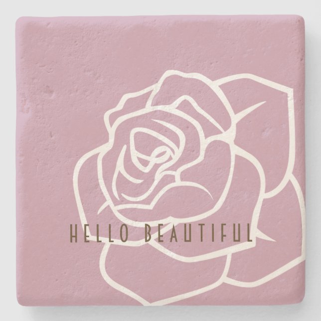 Hello Beautiful - Simple Modern Pink Rose Steinuntersetzer (Vorderseite)
