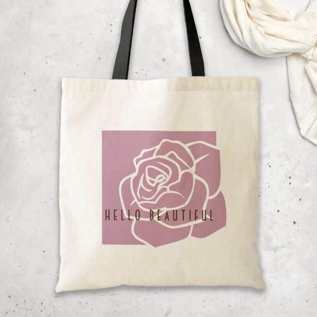 Hello Beautiful - Simple Modern Pink Rose Tragetasche (Von Creator hochgeladen)