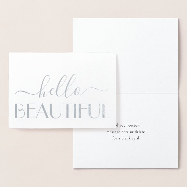 Hello Beautiful Simple Modern Script Falted Note Folienkarte (Anzeige)