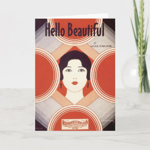 Hello Beautiful Vintag Songbook Cover Karte