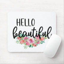 Hello Beautiful Watercolor Rose Typografie chic