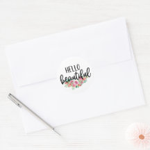 Hello Beautiful Watercolor Rose Typografie Chic