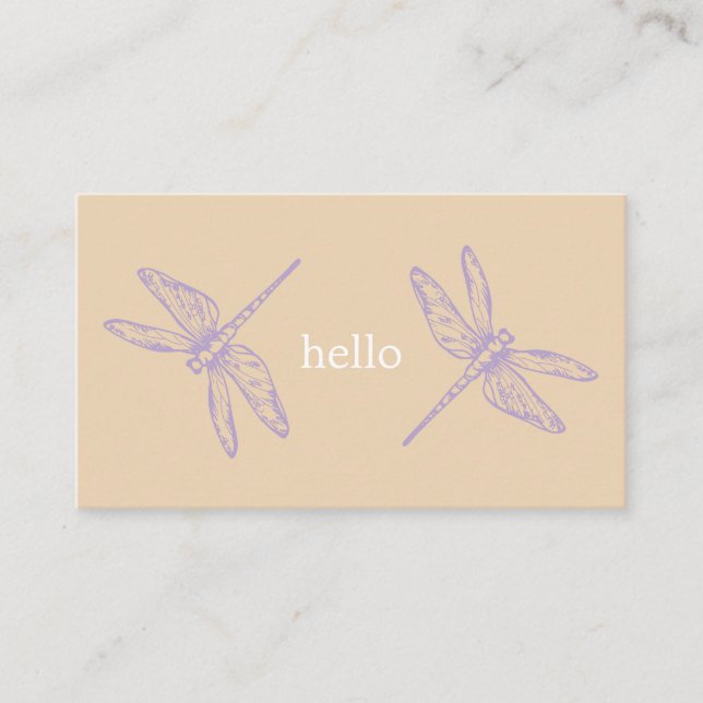 Hello beig rustic Dragonflies insect illustration Visitenkarte (Vorderseite)