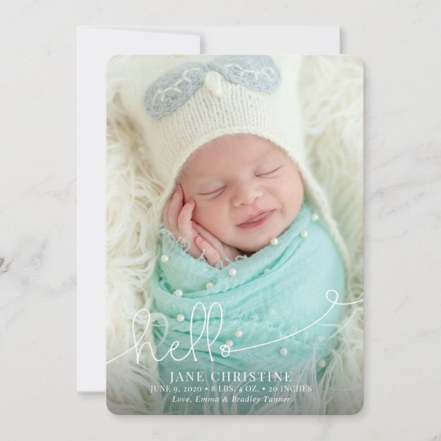 Hello Birth Ankündigung (Vorderseite)