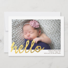 HELLO Birth Ankündigung // Imitats Gold Foil