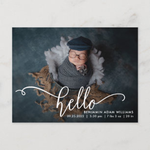 Hello Birth Announcement & Danke Postkarte