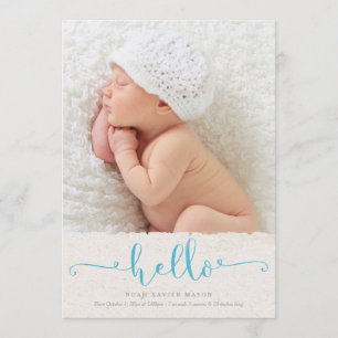 Hello Birth Announcement - Light Blue Ankündigung