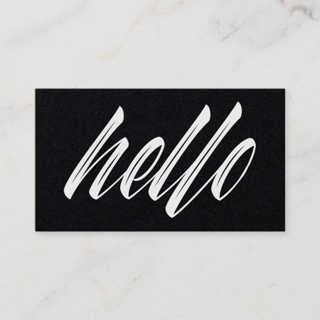 Hello Black and White Minimalistisch Modern Script Visitenkarte (Vorderseite)