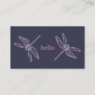 Hello blue purple Dragonflies insects illustration Visitenkarte