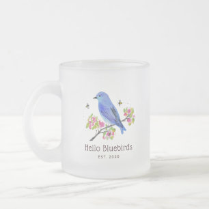 Hello Bluebirds Tasse - Mattiertes Glas