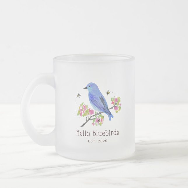 Hello Bluebirds Tasse - Mattiertes Glas (Links)