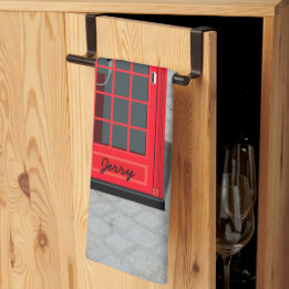 Hello, Calories! Red London Phone Booth with name Geschirrtuch