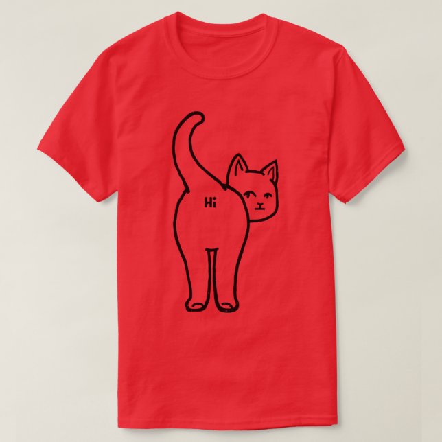 Hello Cat Hintern Minimalistisch Line von Tobe Fon T-Shirt (Design vorne)