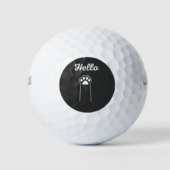 Hello Cat Wave Cute Cartoon Design Golfball (Vorderseite)