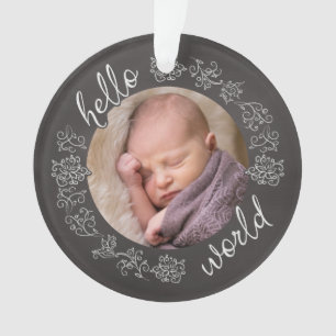 Hello Chalkboard Baby's First Personalisiert Ornament