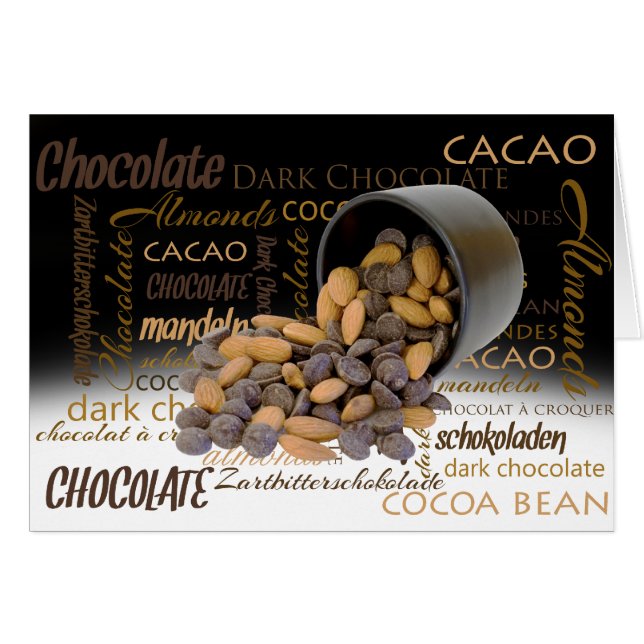 Hello Chocolate Bits and Almonds Word Cloud (Vorderseite (Horizontal))