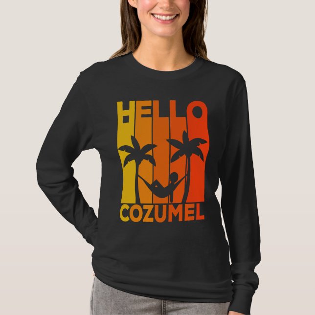 Hello Cozumel Island Vacation Sunset T-Shirt (Vorderseite)