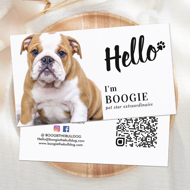 Hello Custom Foto Social Media Pet Influencer Visitenkarte (Von Creator hochgeladen)