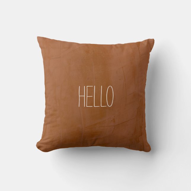 HELLO Custom Watercolor Mandarine Orange Stucco Kissen (Vorderseite)