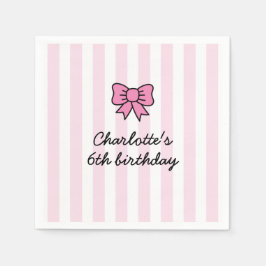 Hello Cutie Cartoon Pink Bow Birthday Party Serviette