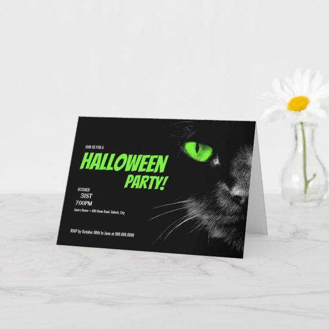 Hello Darkness Green Eyes Halloween-Party Karte (Kleine Pflanze)