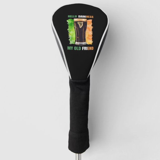 Hello Darkness My Old Friend Irish Stout Golf Headcover (Vorderseite)