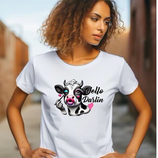 Hello Darlin Niedlich Sassy Cow - Puckering Lips T-Shirt (Von Creator hochgeladen)