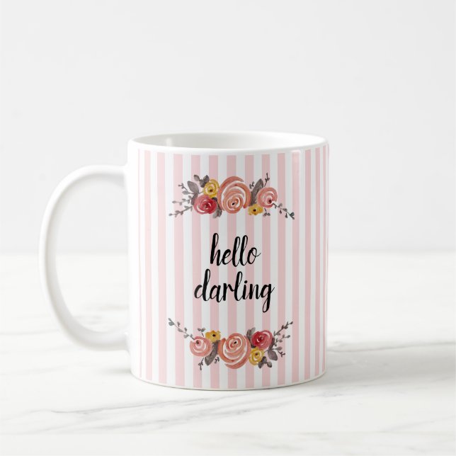 Hello Darling Stripe Blume Painting Kaffeetasse (Links)