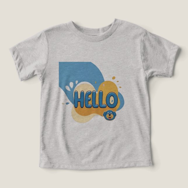 Hello Dog Cartoon Graphic T - Shirt (Design Vorderseite)
