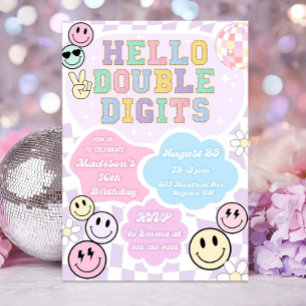 Hello Double Digits Birthday Einladung Template
