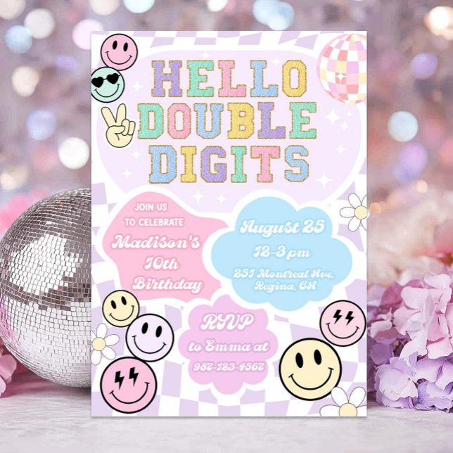 Hello Double Digits Birthday Einladung Template (Von Creator hochgeladen)