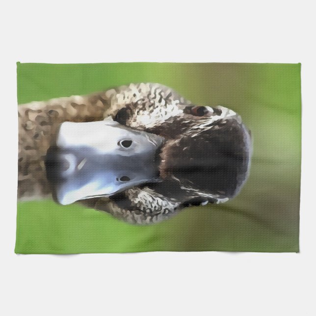 Hello Ducky Quirky Duck Portrait Geschirrtuch (Horizontal)