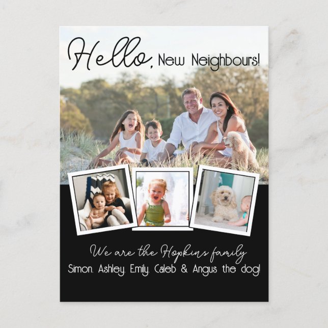 Hello Editable We're New to the Neighborhood phot Postkarte (Vorderseite)