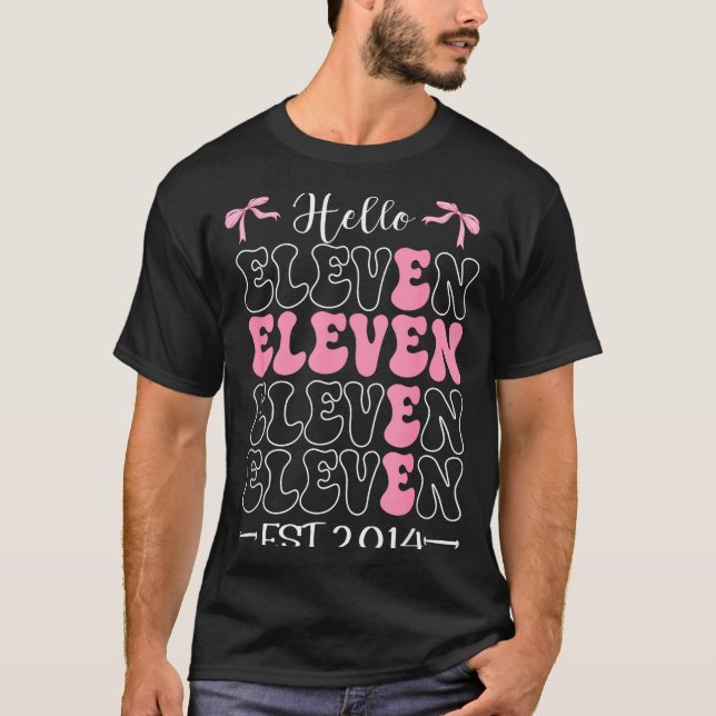 Hello Eleven Est 2014 11th Birthday Girl Coquette  T-Shirt (Vorderseite)
