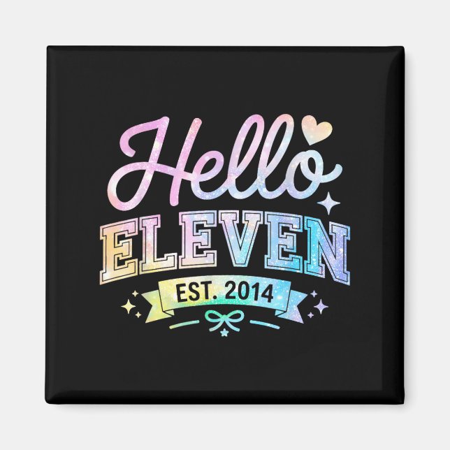 Hello Eleven Est 2014 Coquette Bow 11th Birthday G Magnet (Vorne)