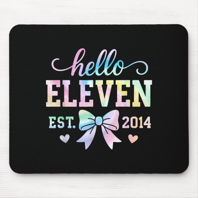 Hello Eleven Est 2014 Coquette Bow 11th Birthday G Mousepad (Vorne)