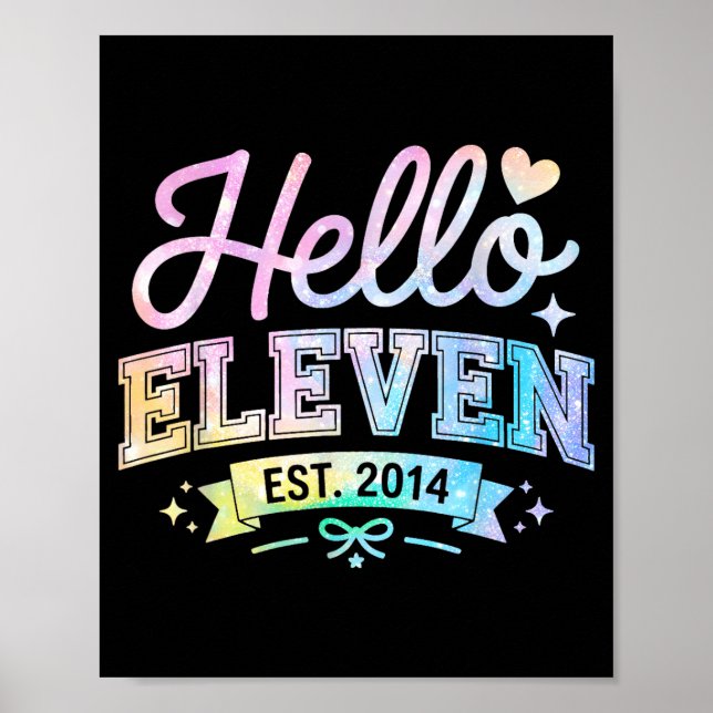 Hello Eleven Est 2014 Coquette Bow 11th Birthday G Poster (Vorne)