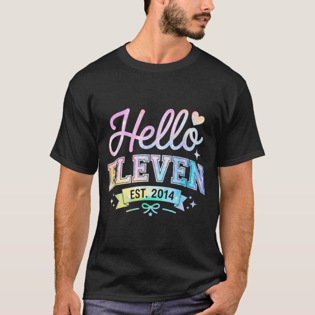 Hello Eleven Est 2014 Coquette Bow 11th Birthday G T-Shirt (Vorderseite)