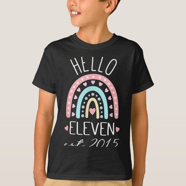 Hello Eleven Est 2015 Birthday Rainbow Born In 201 T-Shirt (Vorderseite)
