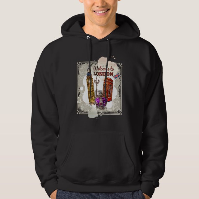 Hello England Welcome To London Hoodie (Vorderseite)