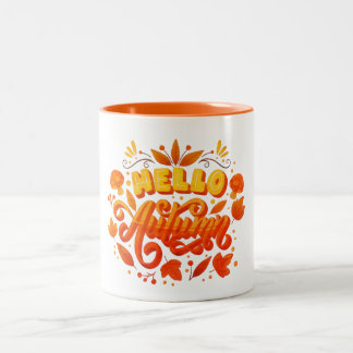 Hello Fall Autumn Leaves Coffee Mug | Cozy Two-Ton Zweifarbige Tasse