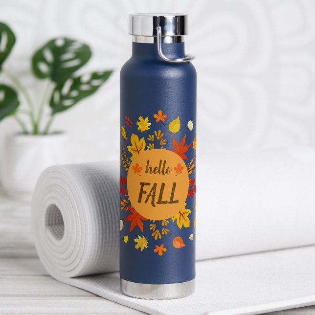 Hello Fall Blue Personalisiert Water Flasche (Hello Fall Blue Personalized Water Bottle)