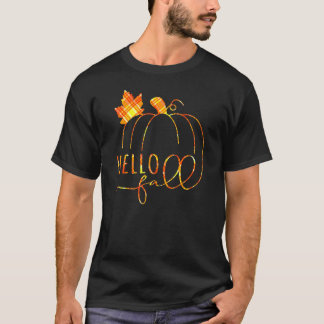 Hello Fall Buffalo Kariert Welcome Fall Erntedank T-Shirt