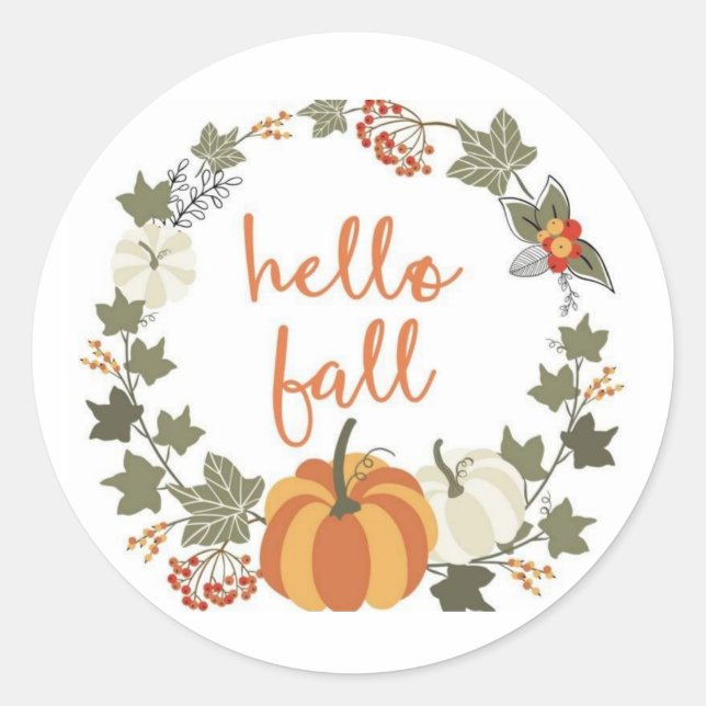 Hello Fall Classic Round Stickers (Vorderseite)