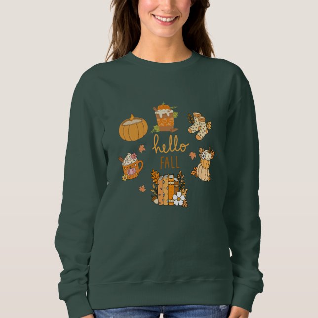 Hello Fall Cosy Sweater - Niedlicher Herbstpulli Sweatshirt (Vorderseite)