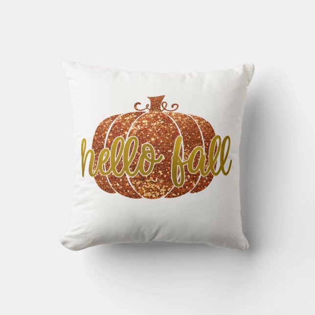 Hello Fall Glitzer Pumpkin Kissen (Vorderseite)