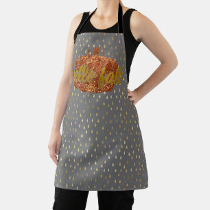 Hello Fall Glitzer Pumpkin + Metallic Gold & Gray Schürze