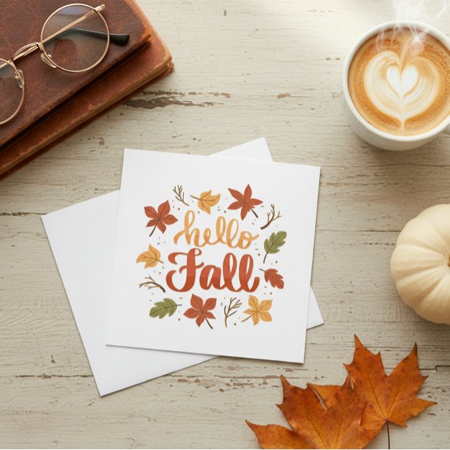 Hello Fall Greeting Card with Autumn Leaves (Von Creator hochgeladen)