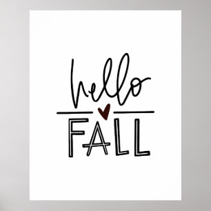 Hello Fall Hand Briefe Herbstposter Poster